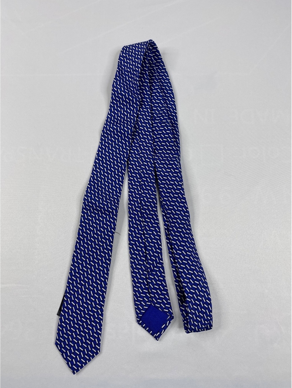 BOSS Men's Luxury Silk Wool Blend Blue Patterned Classic Neck Tie Made in Italy